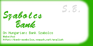 szabolcs bank business card